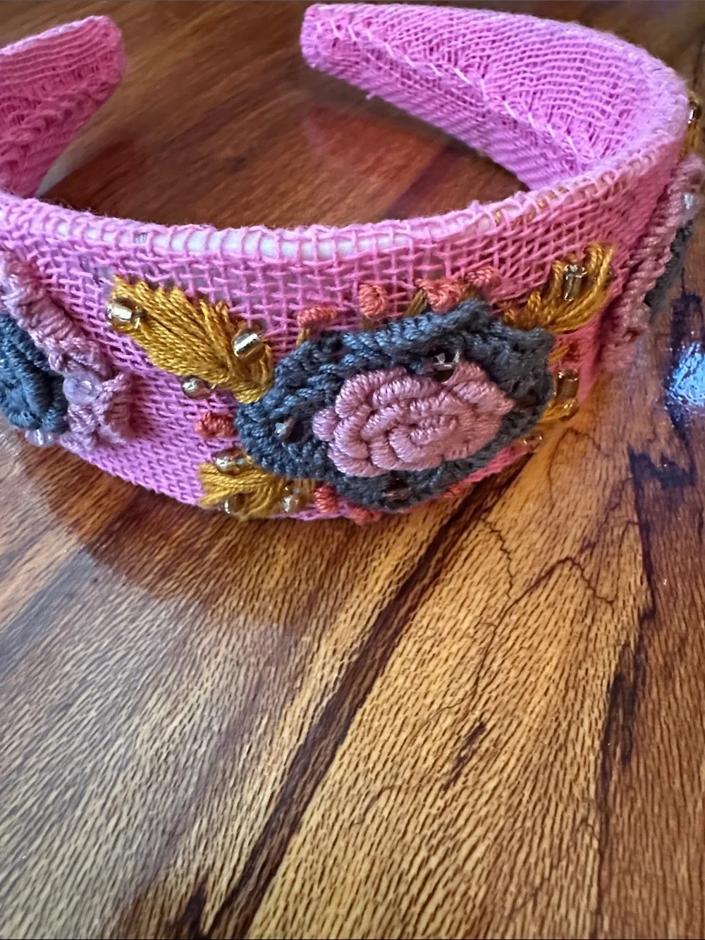 1-2 years old baby Pink Floral Embroidered Tiara